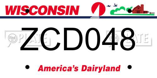 ZCD048 Wisconsin License Plate