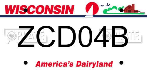 ZCD04B Wisconsin License Plate