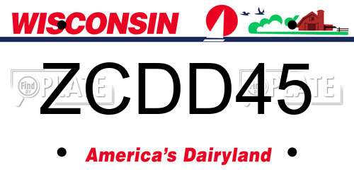 ZCDD45 Wisconsin License Plate