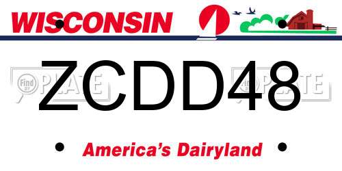 ZCDD48 Wisconsin License Plate