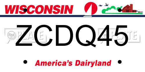 ZCDQ45 Wisconsin License Plate