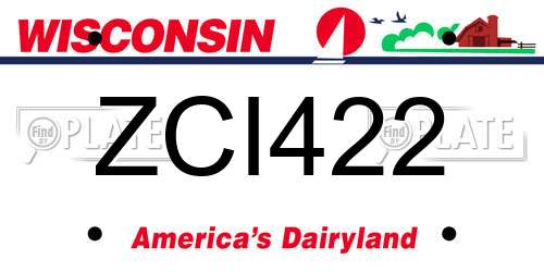 ZCI422 Wisconsin License Plate