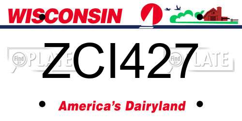 ZCI427 Wisconsin License Plate