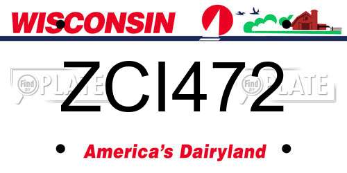 ZCI472 Wisconsin License Plate