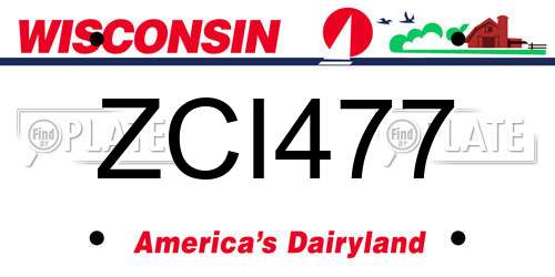 ZCI477 Wisconsin License Plate