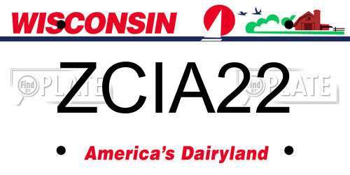 ZCIA22 Wisconsin License Plate