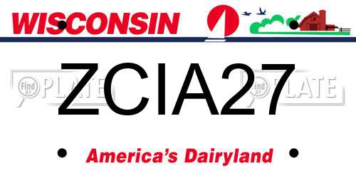 ZCIA27 Wisconsin License Plate