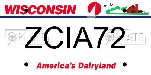 ZCIA72 Wisconsin License Plate