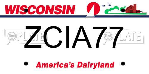 ZCIA77 Wisconsin License Plate
