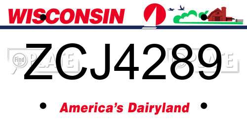ZCJ4289 Wisconsin License Plate