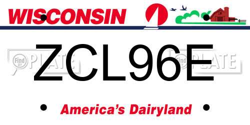 ZCL96E Wisconsin License Plate