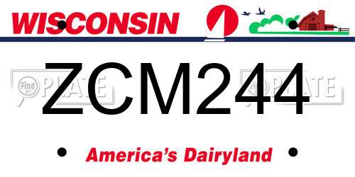 ZCM244 Wisconsin License Plate