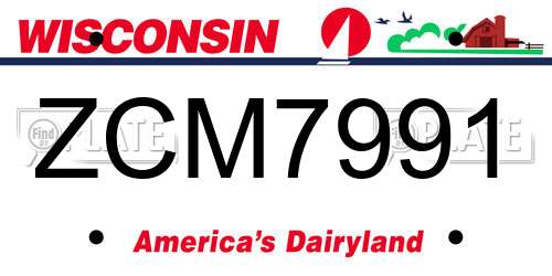 ZCM7991 Wisconsin License Plate