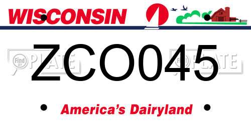 ZCO045 Wisconsin License Plate