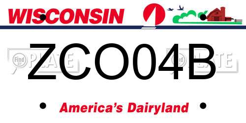 ZCO04B Wisconsin License Plate
