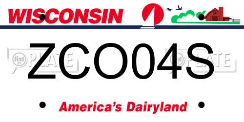 ZCO04S Wisconsin License Plate
