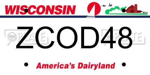 ZCOD48 Wisconsin License Plate