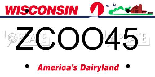 ZCOO45 Wisconsin License Plate