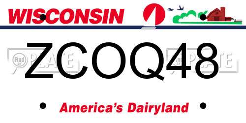 ZCOQ48 Wisconsin License Plate