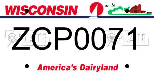 ZCP0071 Wisconsin License Plate