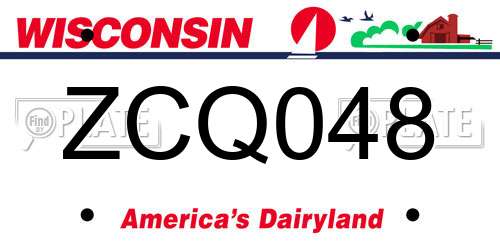 ZCQ048 Wisconsin License Plate
