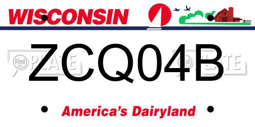 ZCQ04B Wisconsin License Plate
