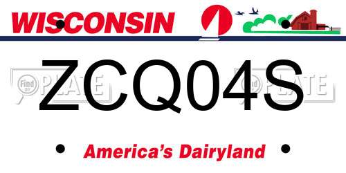 ZCQ04S Wisconsin License Plate