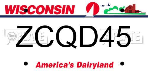ZCQD45 Wisconsin License Plate
