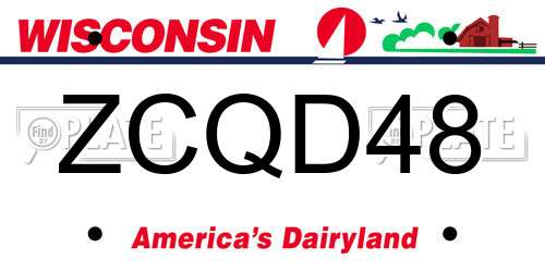 ZCQD48 Wisconsin License Plate