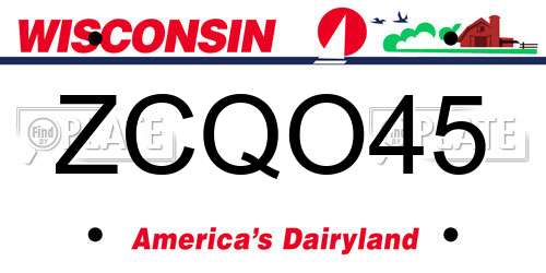 ZCQO45 Wisconsin License Plate