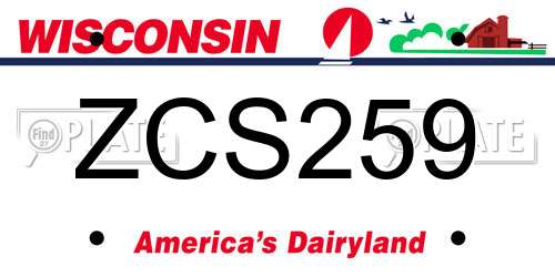 ZCS259 Wisconsin License Plate