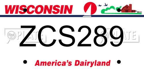 ZCS289 Wisconsin License Plate