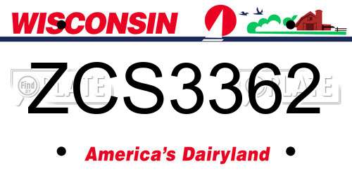 ZCS3362 Wisconsin License Plate