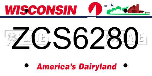 ZCS6280 Wisconsin License Plate