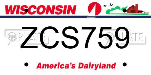 ZCS759 Wisconsin License Plate
