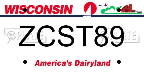 ZCST89 Wisconsin License Plate