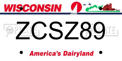 ZCSZ89 Wisconsin License Plate