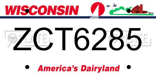 ZCT6285 Wisconsin License Plate