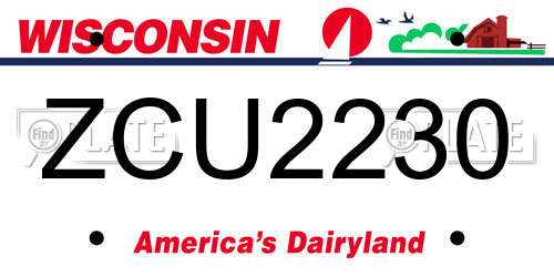 ZCU2230 Wisconsin License Plate