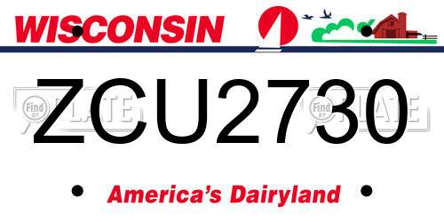 ZCU2730 Wisconsin License Plate