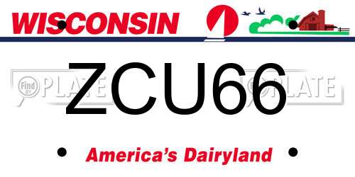 ZCU66 Wisconsin License Plate