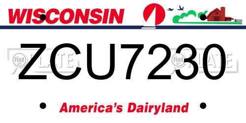 ZCU7230 Wisconsin License Plate