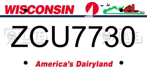 ZCU7730 Wisconsin License Plate
