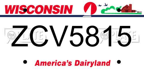 ZCV5815 Wisconsin License Plate