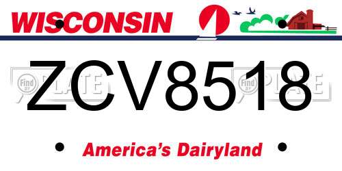 ZCV8518 Wisconsin License Plate