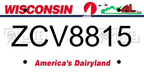 ZCV8815 Wisconsin License Plate