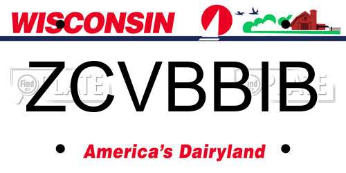 ZCVBBIB Wisconsin License Plate