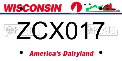 ZCX017 Wisconsin License Plate