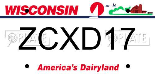 ZCXD17 Wisconsin License Plate
