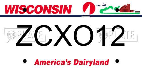 ZCXO12 Wisconsin License Plate